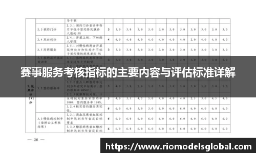 赛事服务考核指标的主要内容与评估标准详解