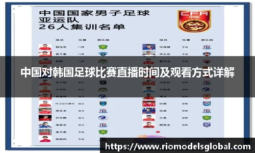 中国对韩国足球比赛直播时间及观看方式详解